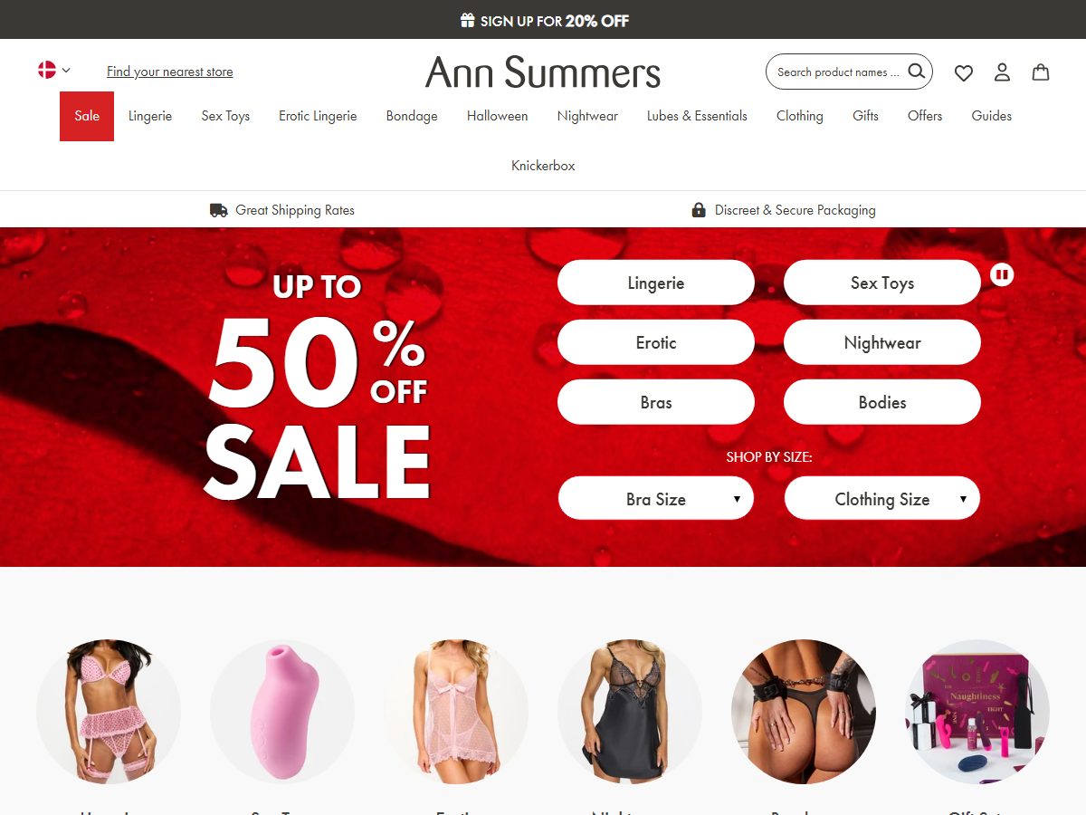 Ann Summers homepage, captured 29 Sep